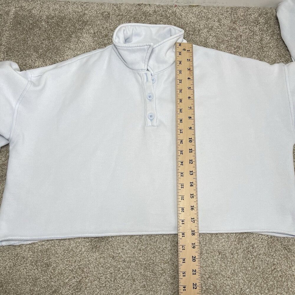 Aerie Oversized Boxy Collared Crop Cropped‎ Sweatshirt S Preppy Comfy Casual - Picture 9 of 12
